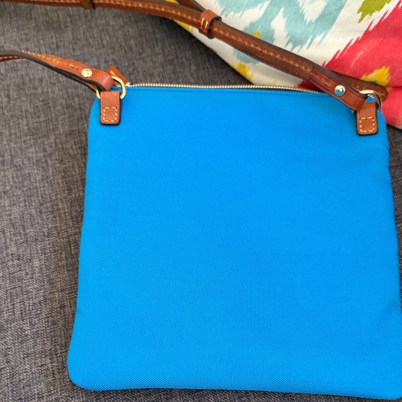 Dooney & Bourke Blue Crossbody Bag with Brown Accents triple zip - Picture 6 of 7